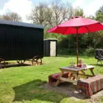 Outside Bluebell Shepherd's Hut